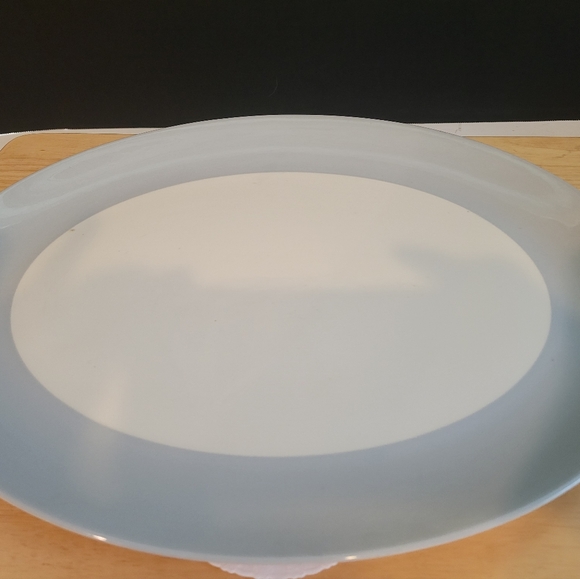 Set of Two Eclectic Ceramic  Serving Platters Steel Gray & Bisque - Picture 2 of 15